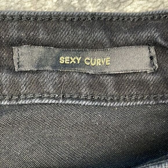Guess Sexy Curve Skinny Jeans Black Distressed Destroyed Raw Hem Sz 26 - Picture 12 of 15